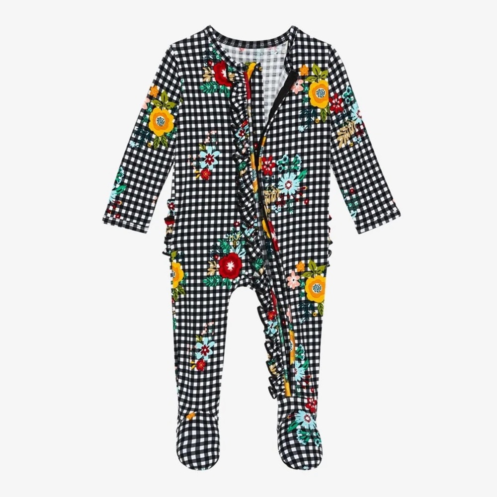 Posh Peanut Louisa Ruffled Zippered Footie